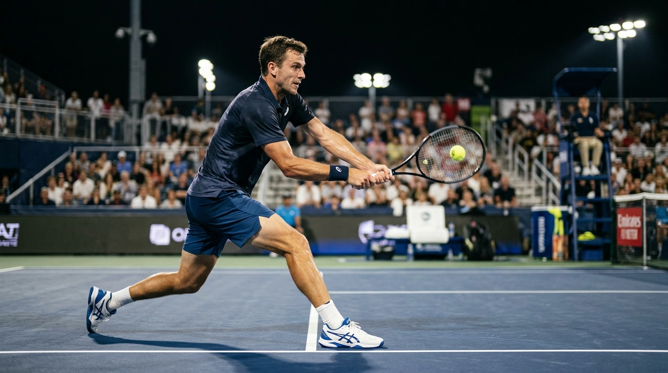 Tennis Live-Wetten mit Echtzeit-Matchanalyse auf einem Tenniscourt