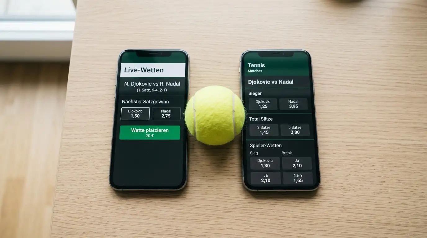 Surebet-Berechnung im Tennis mit Quotenvergleich bei zwei Buchmachern